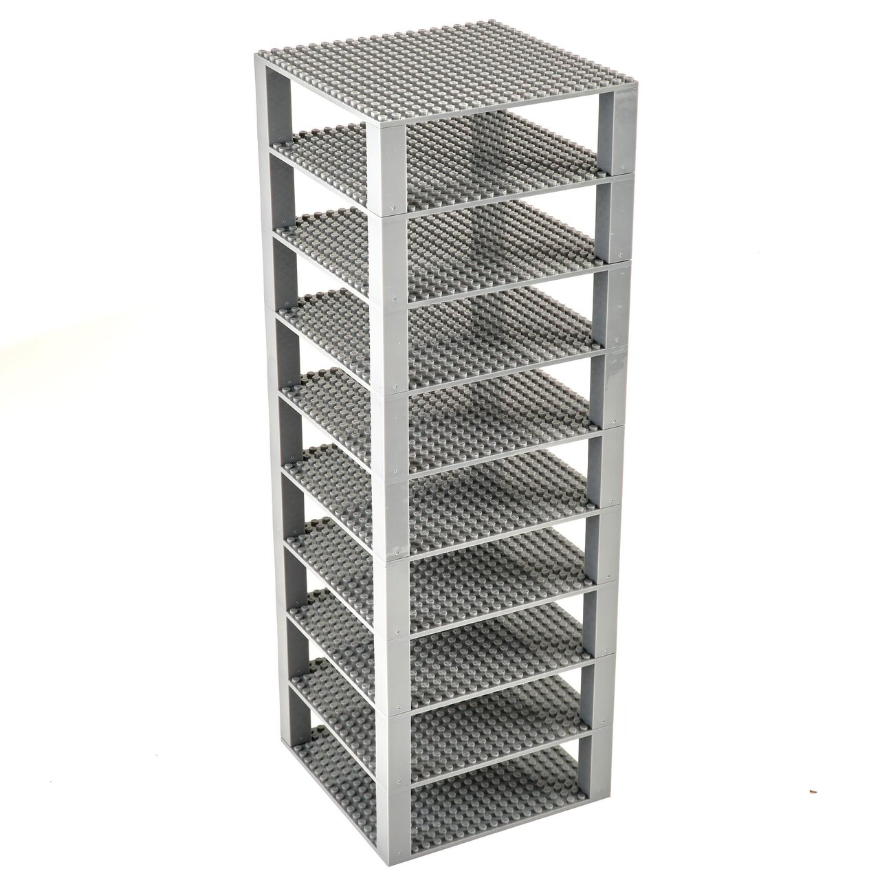 Strictly Briks Classic Stackable Baseplates, Building Briks for Towers, Shelves, and More, 100% Compatible with All Major Brands, Gray, 10 Base Plates & 40 Stackers, 6x6 Inches